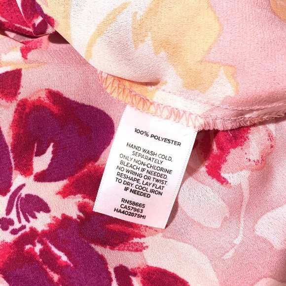 Halogen Women's Pink 3/4 Sleeve Floral Top - 10 - Picture 6 of 8